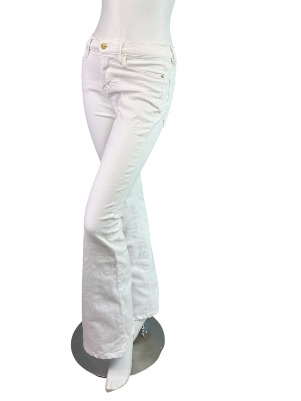 Frame Le High Flare Denim Jeans High Rise Blanc White $295 Size 26